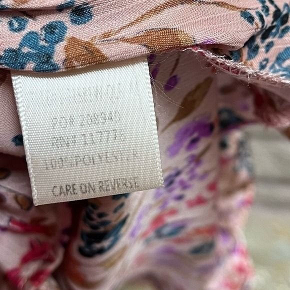 Love stitch Pink Floral Smocked Waist Tiered Ruffle Dress with Tassel Tie Medium - Picture 8 of 12